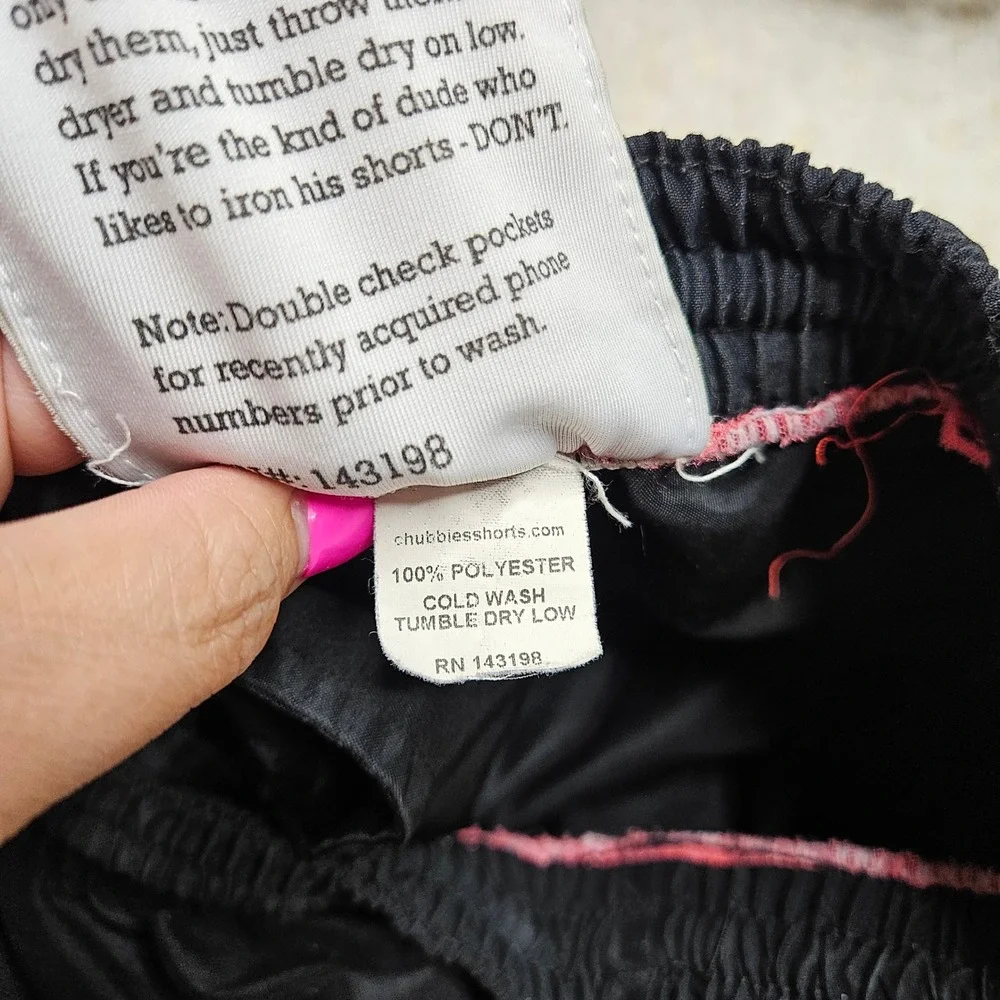 Chubbies Black with Neon Details Made in USA Swim Trunks sz M‎